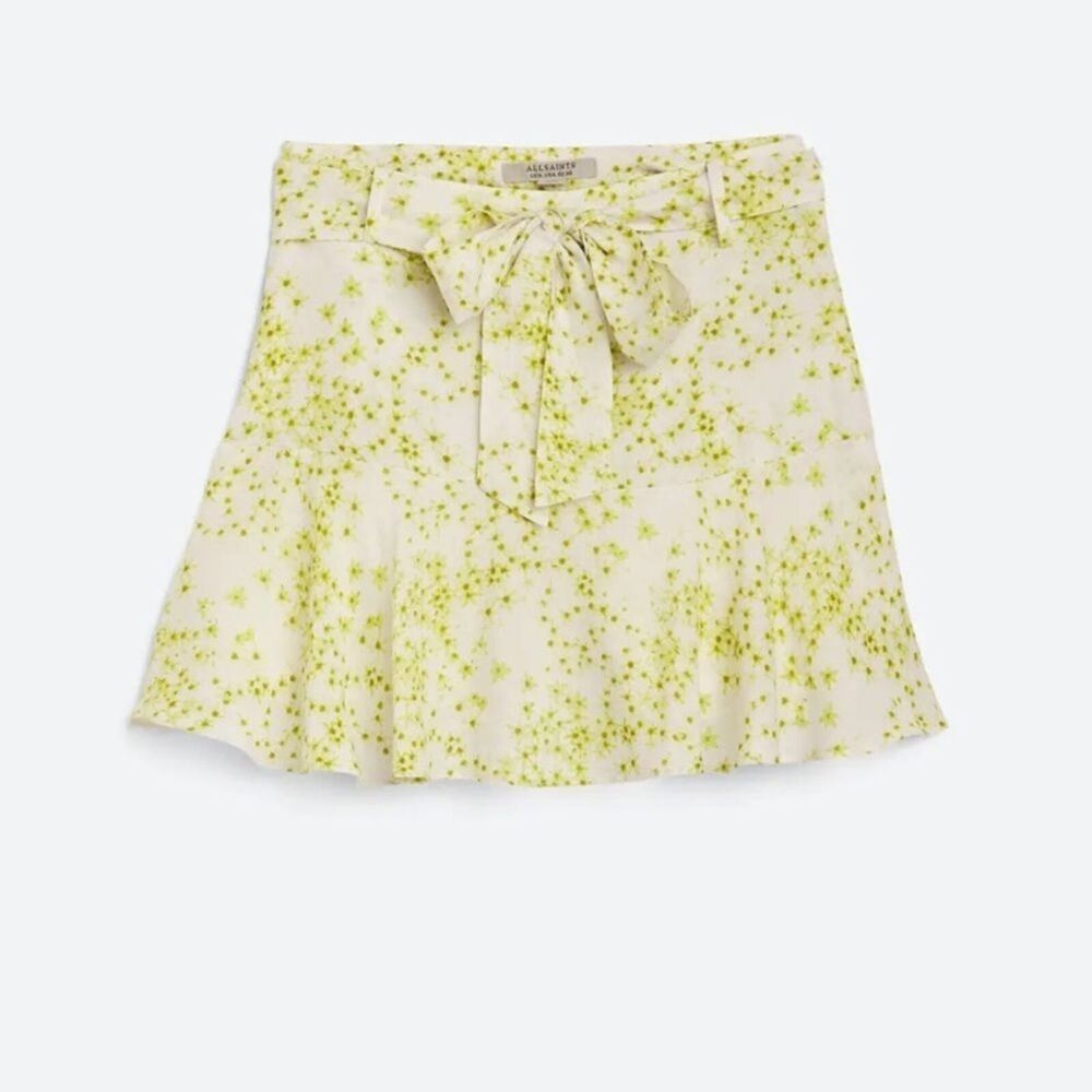 AllSaints Frida Amanzi Lime Green Floral Skort Mini Skirt NWOT Size 6